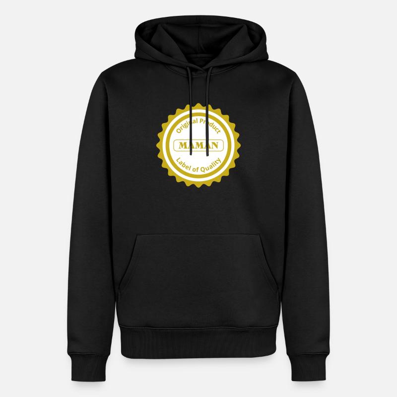 Label de qualité / Maman / Français - Sweat à capuche Premium bio Homme - noir