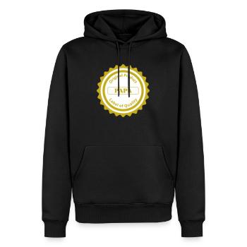 Label de qualité / Papa / Français - Sweat à capuche Premium bio Homme - noir - Devant - Nico (187cm)