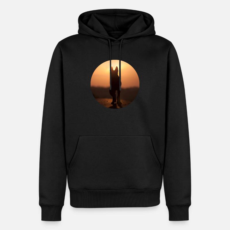 Deutscher Schäferhund / Wolf Silhouette - Männer Premium Bio Hoodie - Schwarz