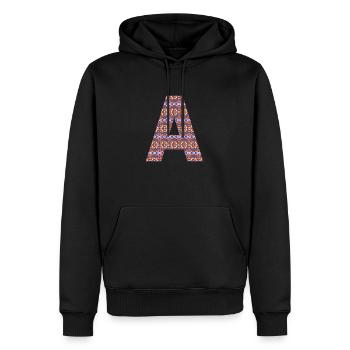 Monogram Letter A- geometric pattern - Men’s Premium Organic Hoodie - black - Front - Nico (187cm)