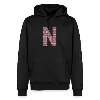 Monogram Letter N- geometric pattern - Men’s Premium Organic Hoodie - black - Front - Nico (187cm)
