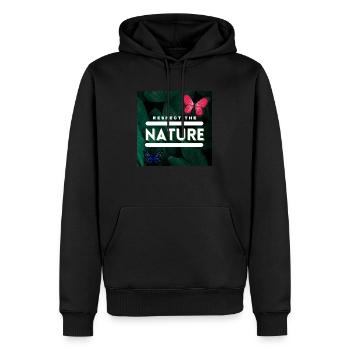 Respect the Nature - Männer Premium Bio Hoodie - Schwarz - Vorne - Nico (187cm)