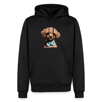 Pudel Hundewelpe mit Fliege Hundehalter Pudelwelpe - Männer Premium Bio Hoodie - Schwarz - Vorne - Nico (187cm)