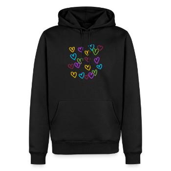 Geschenkidee für Herzensmensch - Männer Premium Bio Hoodie - Schwarz - Vorne - Nico (187cm)
