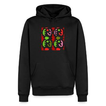abstrakte, bunte Formen - Männer Premium Bio Hoodie - Schwarz - Vorne - Nico (187cm)