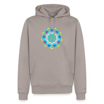 Pattern - Men’s Premium Organic Hoodie - taupe - Front - Nico (187cm)