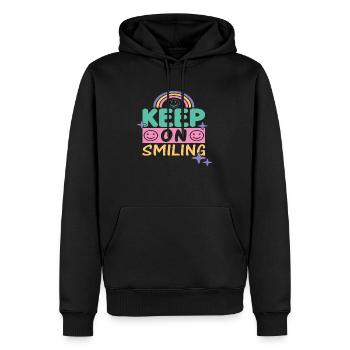 Keep On Smiling - Men’s Premium Organic Hoodie - black - Front - Nico (187cm)