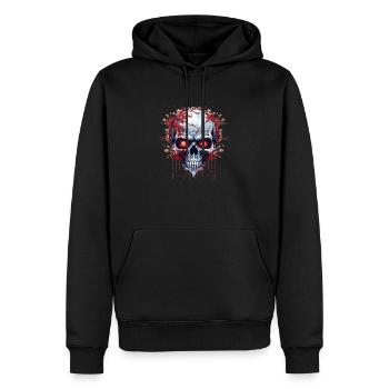 Dämonischer Totenkopf mit roten Augen - Männer Premium Bio Hoodie - Schwarz - Vorne - Nico (187cm)