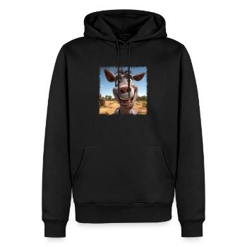 âne fou - Sweat à capuche Premium bio Homme - noir - Devant - Nico (187cm)