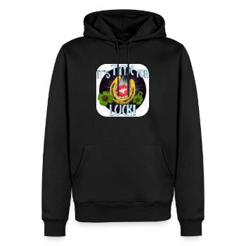 Ein Hufeisen bringt Glück! - Männer Premium Bio Hoodie - Schwarz - Vorne - Nico (187cm)