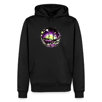 Regarder les étoiles dans un système solaire extraterrestre - Sweat à capuche Premium bio Homme - noir - Devant - Nico (187cm)