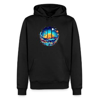 Un monde lointain coloré dans l’univers - Sweat à capuche Premium bio Homme - noir - Devant - Nico (187cm)