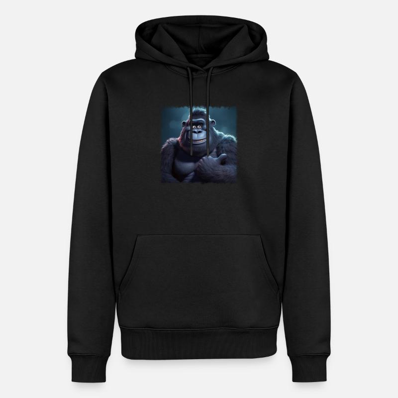 cooler Gorilla - Männer Premium Bio Hoodie - Schwarz