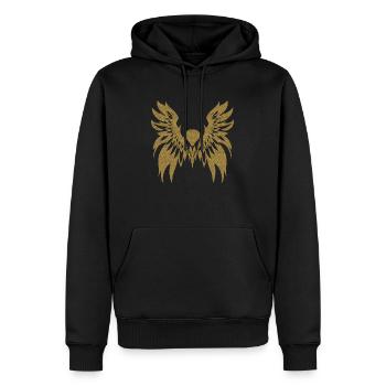 L’oiseau - Sweat à capuche Premium bio Homme - noir - Devant - Nico (187cm)