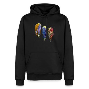 Feder - Männer Premium Bio Hoodie - Schwarz - Vorne - Nico (187cm)