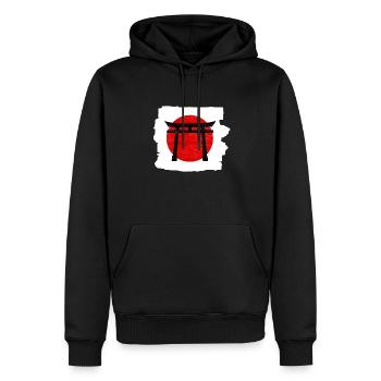 Schwarzes Torii-Tor auf der Roten Sonne: Symbolisch und markant - Männer Premium Bio Hoodie - Schwarz - Vorne - Nico (187cm)