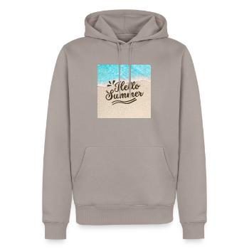 Hallo Sommer - Männer Premium Bio Hoodie - Taupe - Vorne - Nico (187cm)