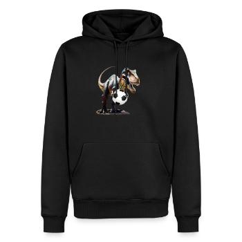 Dinosaures avec ballon de football - Sweat à capuche Premium bio Homme - noir - Devant - Nico (187cm)