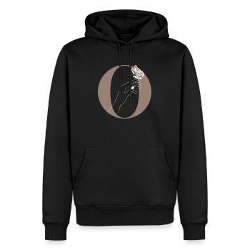 lettre o papillon magique - Sweat à capuche Premium bio Homme - noir - Devant - Nico (187cm)
