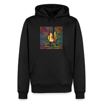 Hahn - Männer Premium Bio Hoodie - Schwarz - Vorne - Nico (187cm)