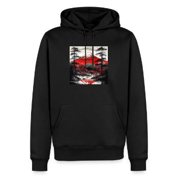 Der Mount Fuji und seine Magie - Männer Premium Bio Hoodie - Schwarz - Vorne - Nico (187cm)