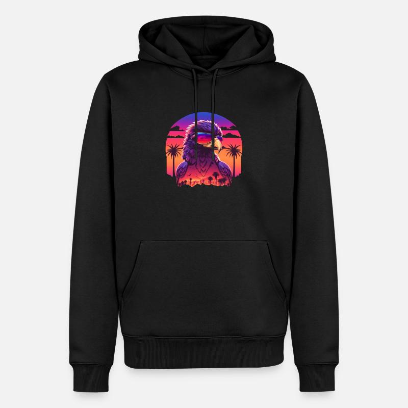 Synthwave eagle - Sweat à capuche Premium bio Homme - noir