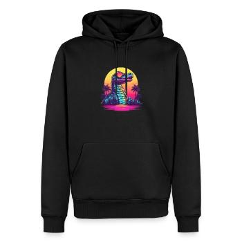 Synthwave crocodile sunset - Männer Premium Bio Hoodie - Schwarz - Vorne - Nico (187cm)