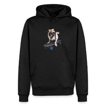 Mops auf Skateboard AICF 1 - Männer Premium Bio Hoodie - Schwarz - Vorne - Nico (187cm)