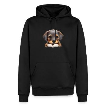 Dachshund Hund Buch lesen Hunde Dackelwelpe Bücher - Männer Premium Bio Hoodie - Schwarz - Vorne - Nico (187cm)
