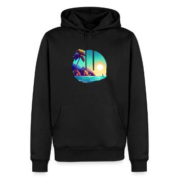 Palm Beach Vacances d’été Palm Island Sun - Sweat à capuche Premium bio Homme - noir - Devant - Nico (187cm)