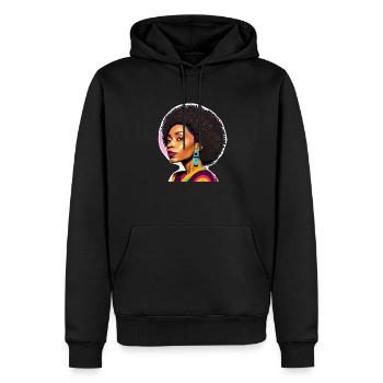 Schwarze Frau mit Afro - Männer Premium Bio Hoodie - Schwarz - Vorne - Nico (187cm)