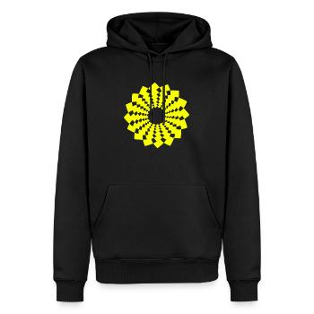om zeichen chakra blume kreis spirit neon gelb - Männer Premium Bio Hoodie - Schwarz - Vorne - Nico (187cm)