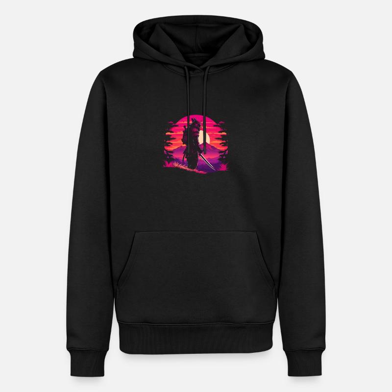 Synthwave Sci-Fi Samurai - Männer Premium Bio Hoodie - Schwarz