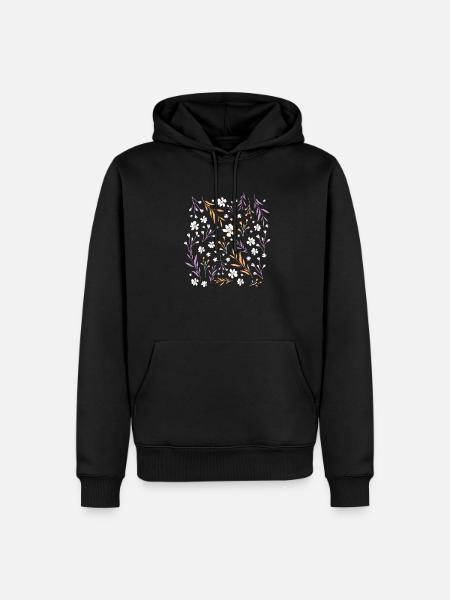 Blumenmotiv Lila - Männer Premium Bio Hoodie - Schwarz