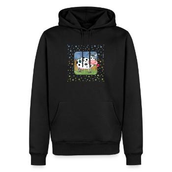 Kuh - Männer Premium Bio Hoodie - Schwarz - Vorne - Nico (187cm)