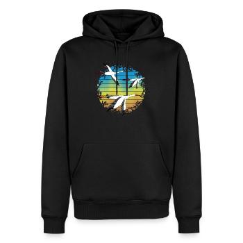 Störche - Männer Premium Bio Hoodie - Schwarz - Vorne - Nico (187cm)