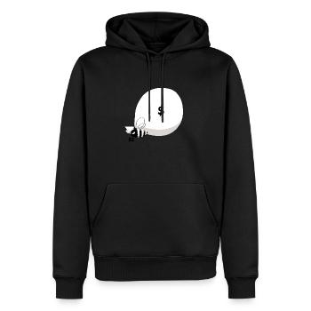 Abeille & Hold-Up - N&B - Sweat à capuche Premium bio Homme - noir - Devant - Nico (187cm)