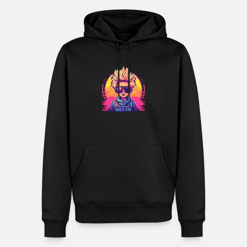 Synthwave Boy Sunset - Männer Premium Bio Hoodie - Schwarz