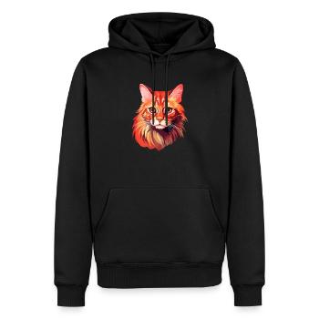 Chat Rouge Chat Portrait Tête de chat Maine Coon - Sweat à capuche Premium bio Homme - noir - Devant - Nico (187cm)