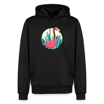 Flamingo Retro Vintage 70er Jahre Illustration - Männer Premium Bio Hoodie - Schwarz - Vorne - Nico (187cm)