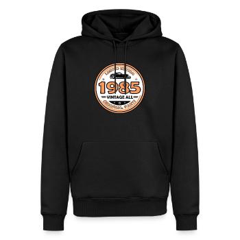 vintage 1985 - Sweat à capuche Premium bio Homme - noir - Devant - Nico (187cm)