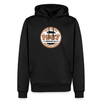vintage 1987 - Sweat à capuche Premium bio Homme - noir - Devant - Nico (187cm)