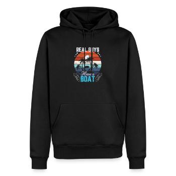 Les vrais gars ont un bateau - Sweat à capuche Premium bio Homme - noir - Devant - Nico (187cm)