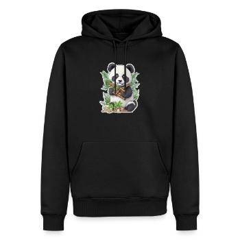 Panda Bär ißt Bambus - Männer Premium Bio Hoodie - Schwarz - Vorne - Nico (187cm)