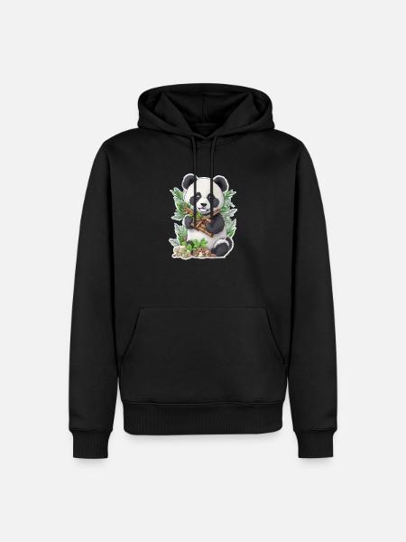 Panda bear eats bamboo - Men’s Premium Organic Hoodie - black