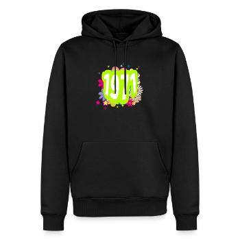 Année 1971 anniversaire Groovy floral - Sweat à capuche Premium bio Homme - noir - Devant - Nico (187cm)