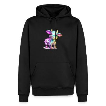 Mila, die bunte Kuh - Männer Premium Bio Hoodie - Schwarz - Vorne - Nico (187cm)