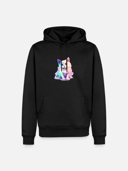 Minibi, das bunte Kätzchen - Männer Premium Bio Hoodie - Schwarz