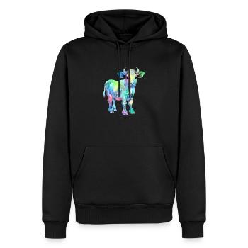 Rika, die bunte Kuh - Männer Premium Bio Hoodie - Schwarz - Vorne - Nico (187cm)