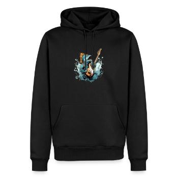 Zazo le poisson guitariste - Sweat à capuche Premium bio Homme - noir - Devant - Nico (187cm)